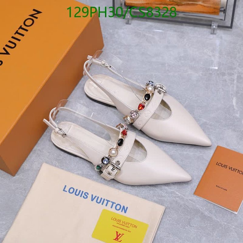 Louis Vuitton Women's Ivory Leather Slingback Ballerinas, Size EU35-42