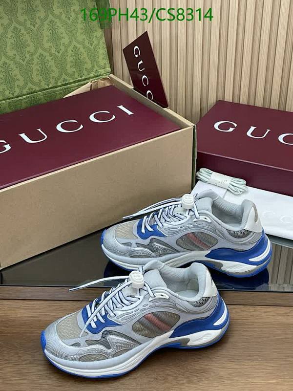 Gucci Women's Blue and Silver Cowhide Leather Lace-Up Sneakers, Size EU35-45