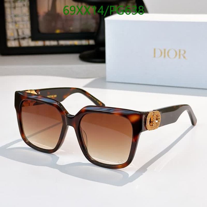 Dior PG638 Square Brown Gradient Lens Sunglasses, 56-18-135, Stylish Eyewear
