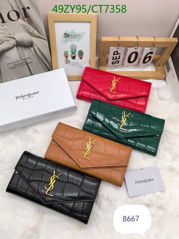 Yves Saint Laurent Genuine Leather Wallet Crocodile Pattern