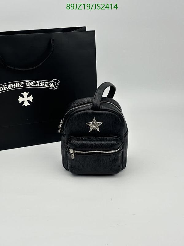 Chrome Hearts Genuine Leather Mini Backpack - 19*16*10CM, Black