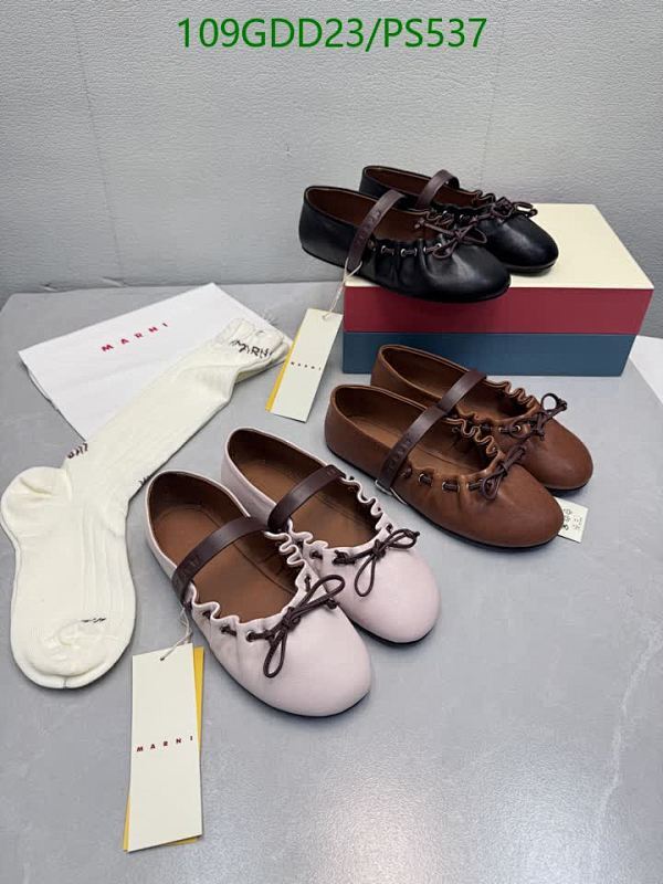 Marni Women's Leather Ballet Flats with Ankle Strap - Elegant and Comfortable