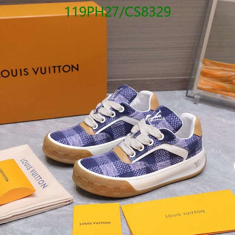 Louis Vuitton Women's Blue Plaid Print Leather Casual Sneakers, Size EU35-46
