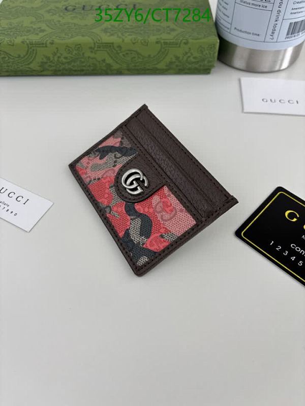 Gucci Leather Card Holder Wallet with Floral and Logo Detail
