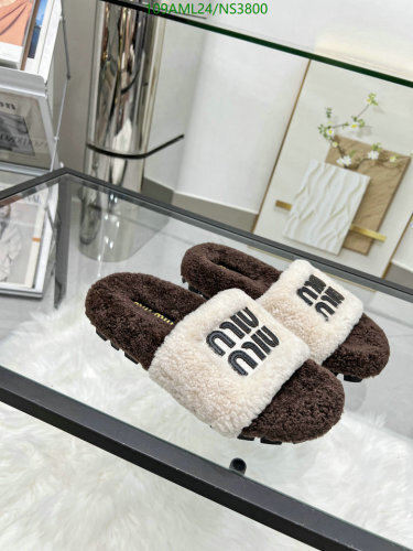 Miu Miu Women's Shearling Slippers - Sheepskin Wool Blend, Comfortable, Stylish