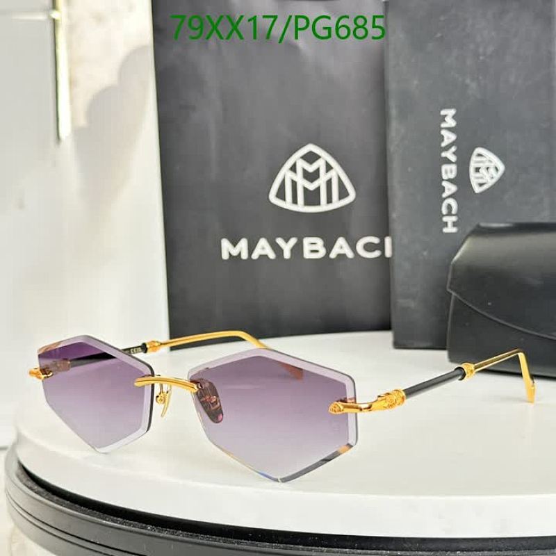 Maybach PG685 Rimless Sunglasses, Purple Lens, Gold Hardware, Size 59-15-145