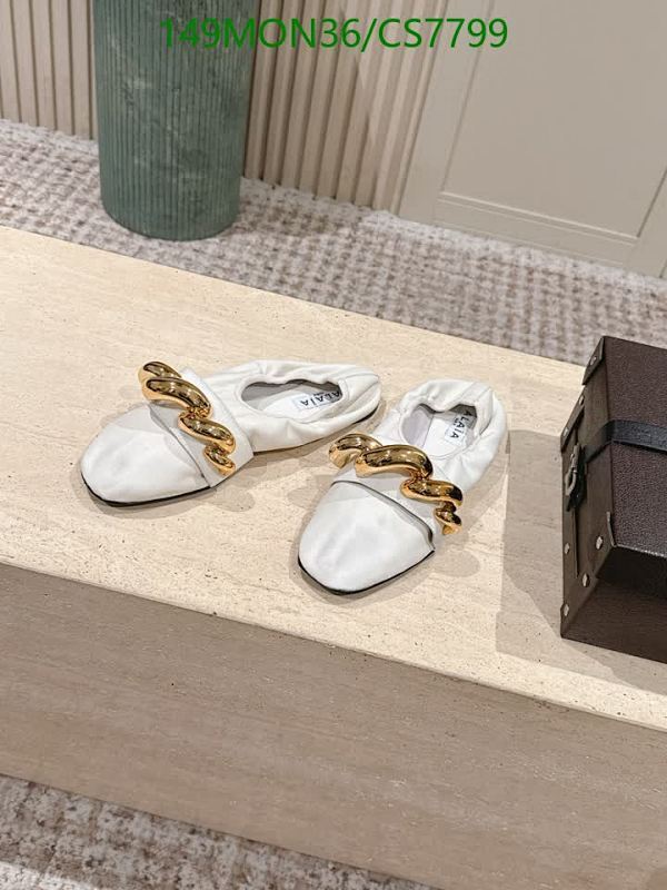 ALAIA Women's White Sheepskin Leather Flats with Gold Chain Detail - EU35-EU41