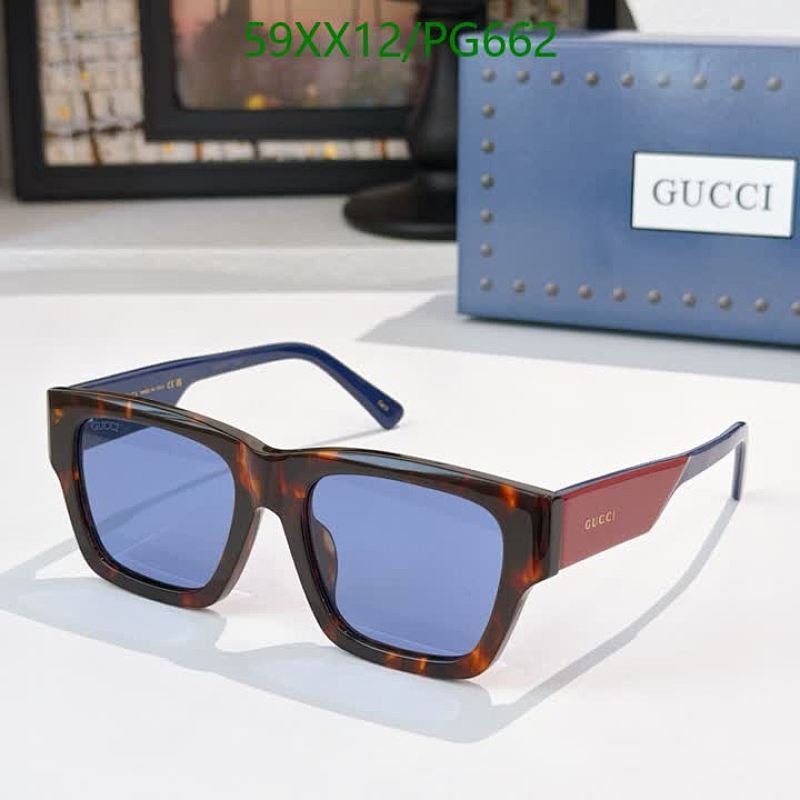 Gucci PG662 Square Tortoiseshell Sunglasses Blue Lens, 54-20-145, Stylish Design