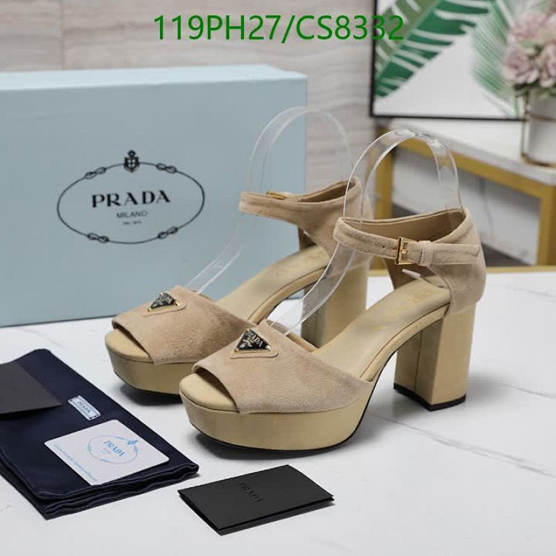 Prada Women's Platform Heeled Sandals Sheepskin Leather Beige, Size EU35-EU42
