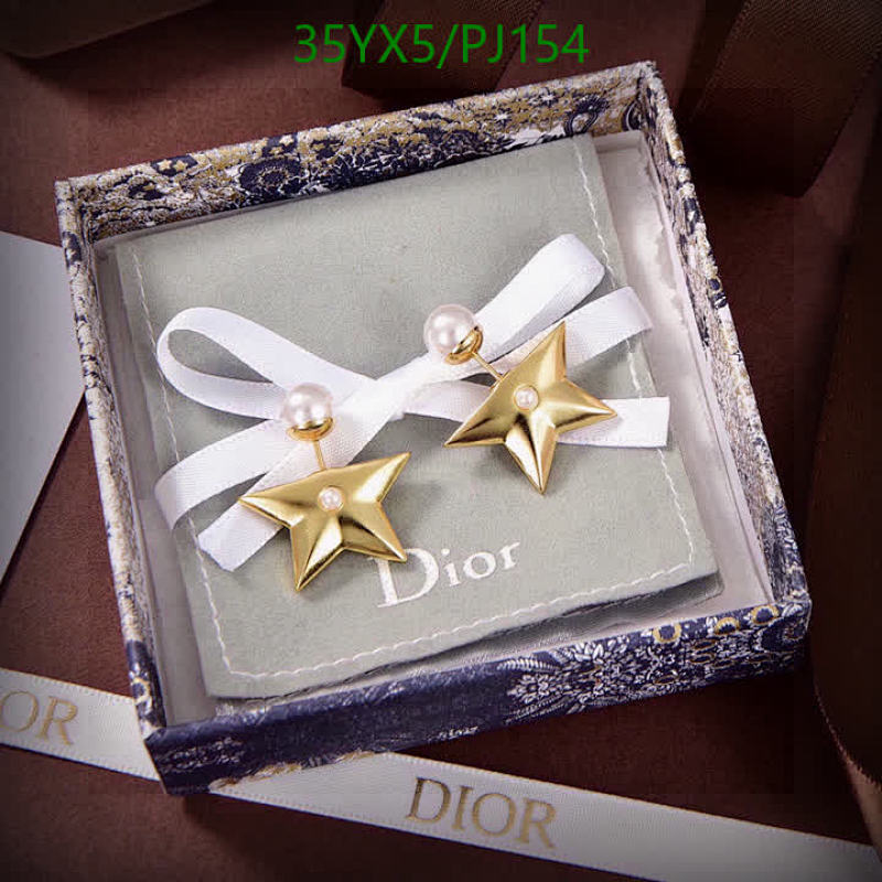 Dior Tribales Star Earrings Gold-Finish Metal and White Resin Pearls