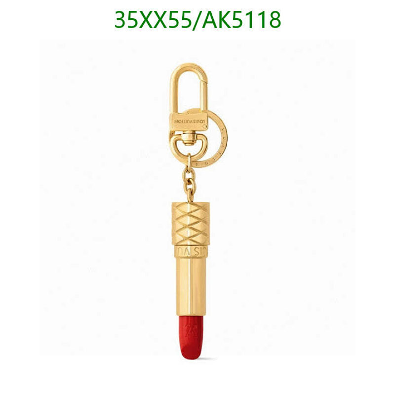 Louis Vuitton AK5118 Gold-Tone & Red Lipstick Key Chain/Bag Charm Pendant