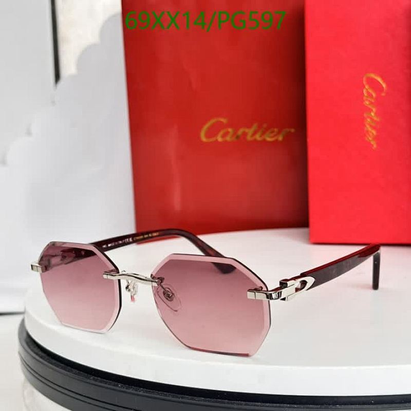 Cartier PG597 Octagon Pink Lens Sunglasses, 57-21-145, Stylish Eyewear