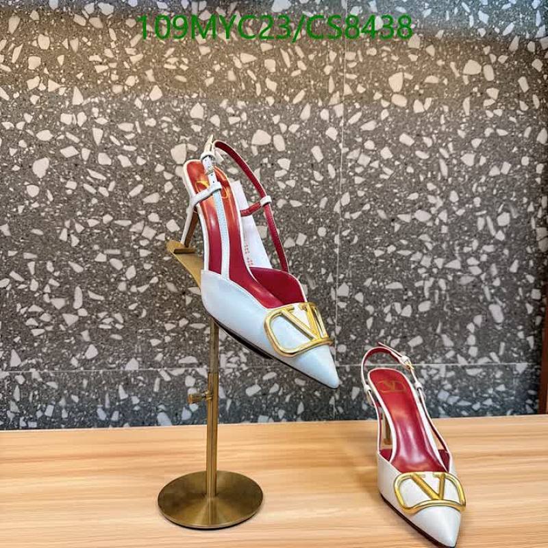 Valentino Garavani Women's White Leather Slingback Pumps with Gold Hardware