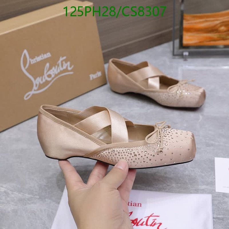 Christian Louboutin Women's Beige Sheepskin Ballerina Flats with Rhinestone Details