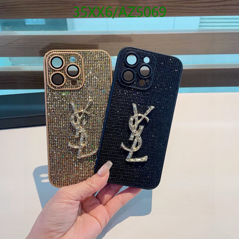 Yves Saint Laurent Rhinestone iPhone Case, Designer Phone Cover, YSL Phone Case