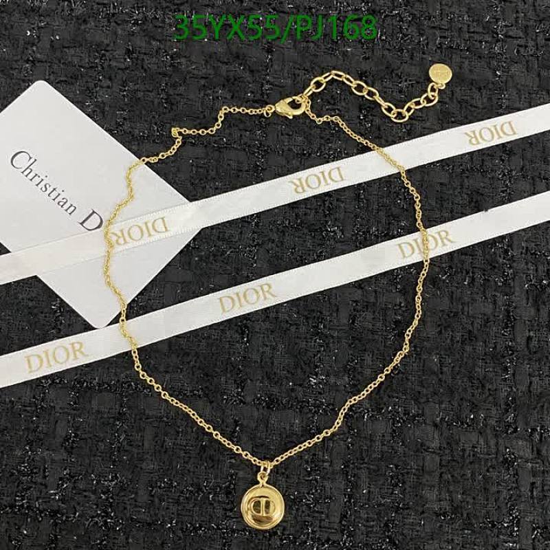 Dior CD Navy Necklace Gold-Finish Metal and White Crystal