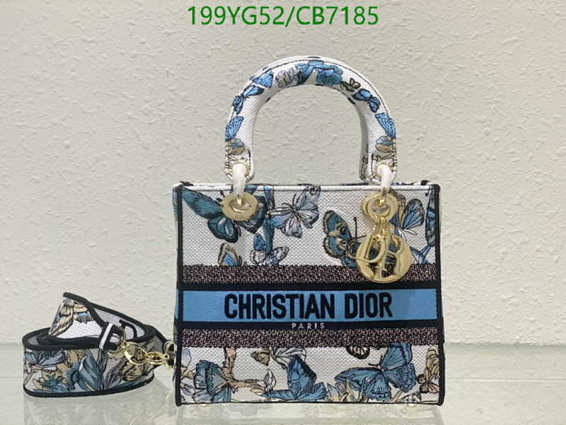 Dior Lady D-Lite Bag Blue Butterfly Embroidery, 24 x 20 x 11 CM