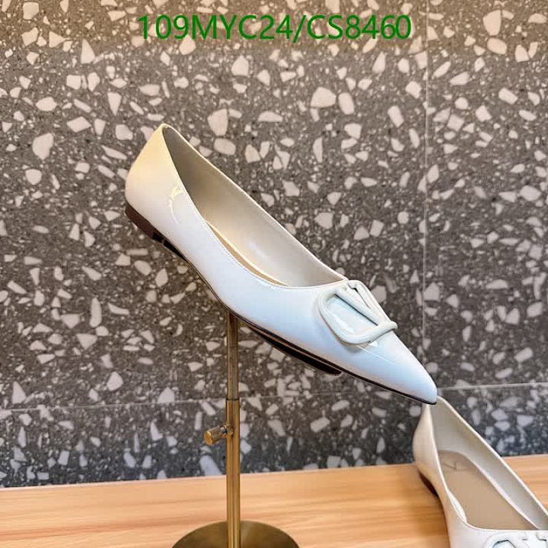 Valentino Women's White Leather Pointed Toe Flats with V Logo Hardware