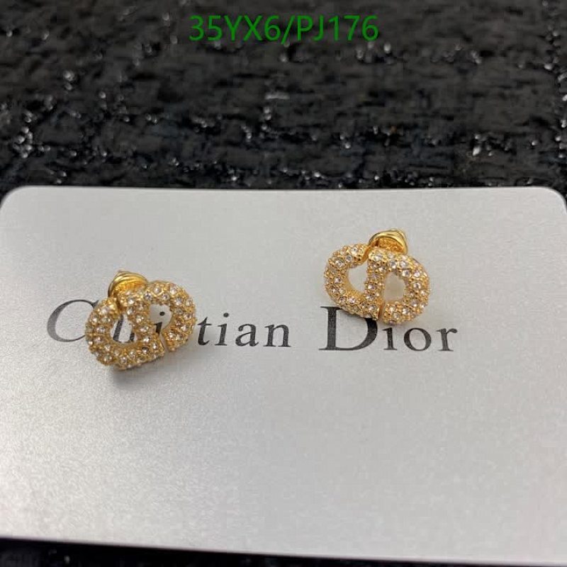 Dior Petit CD Stud Earrings Gold Finish Crystal, Elegant Daily Wear Jewelry