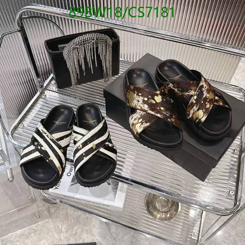 Yves Saint Laurent Women's Criss Cross Sheepskin Leather Sandals Slides