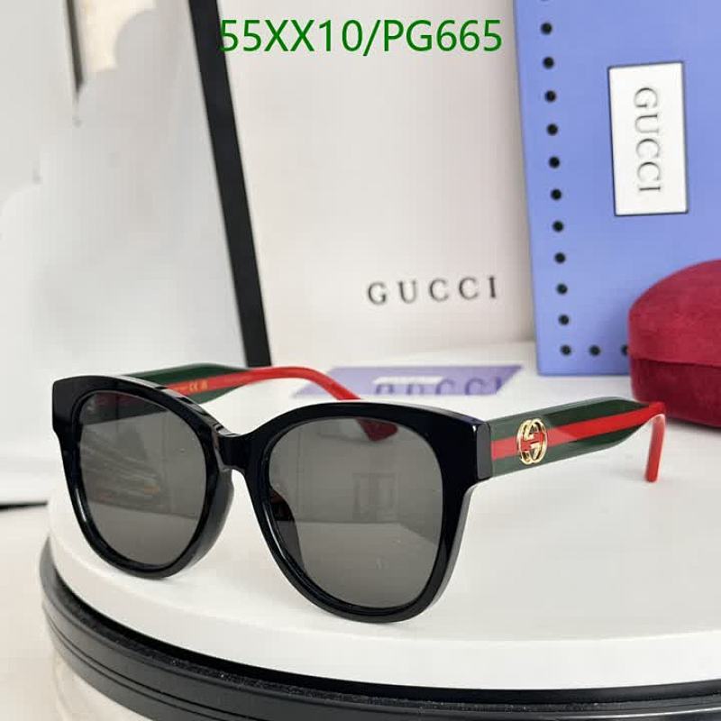 Gucci PG665 Black Frame Sunglasses with Green and Red Web