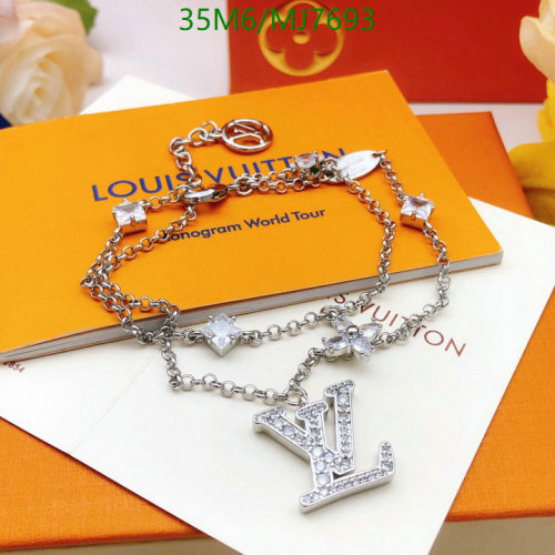 Louis Vuitton Silver-Tone Crystal Embellished Charm Bracelet, Elegant Design