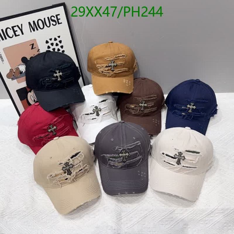 Chrome Hearts Distressed Baseball Cap with Cross Patch - Stylish Hat PH244