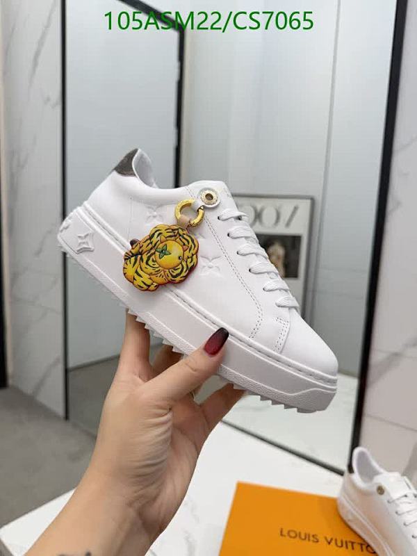 Louis Vuitton Women's White Leather Low-Top Sneakers with Tiger Charm