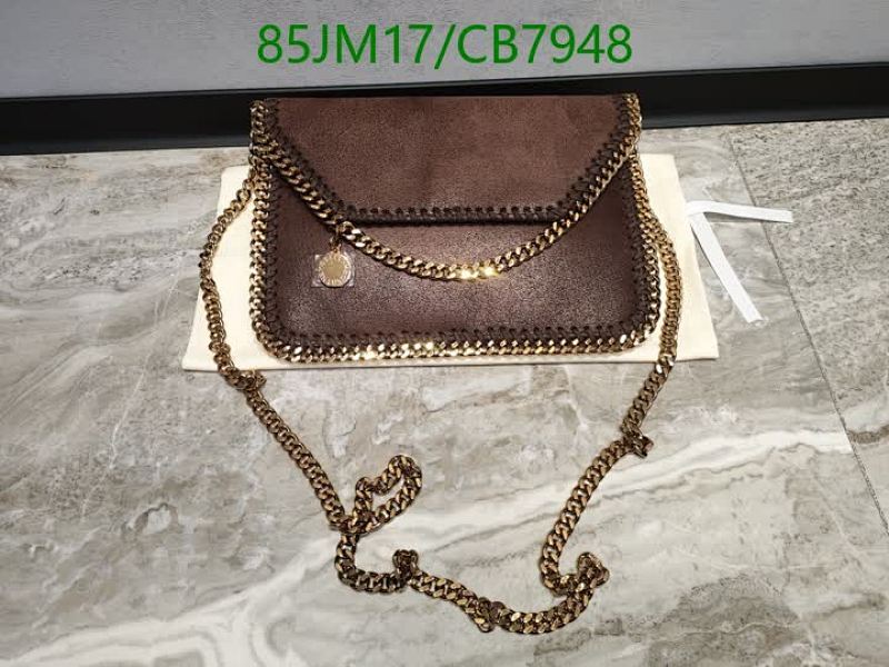 Stella McCartney Brown Vegan Leather Shoulder Bag with Gold Chain Trim