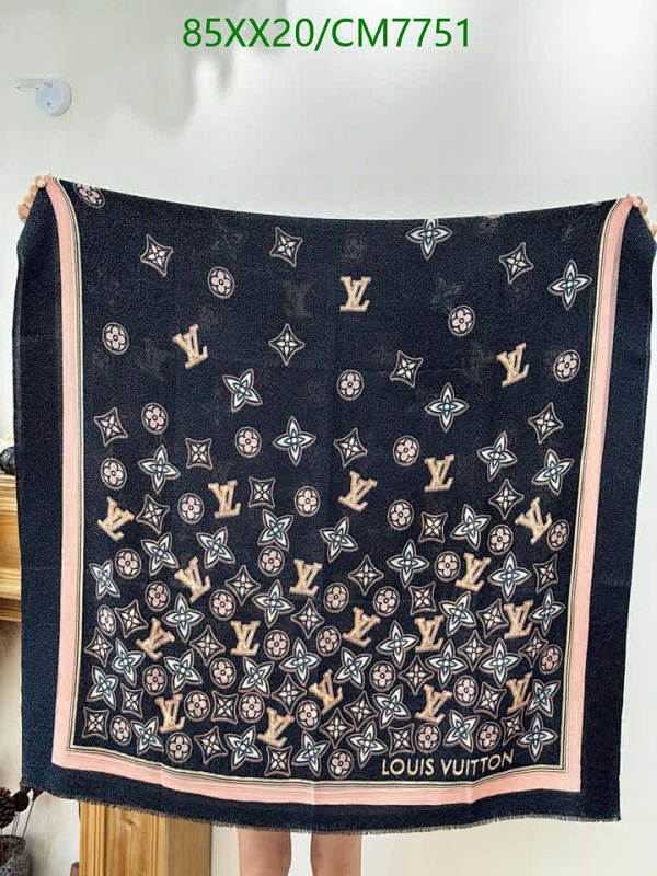 Louis Vuitton Cashmere Scarf with Monogram Pattern, 100-200CM