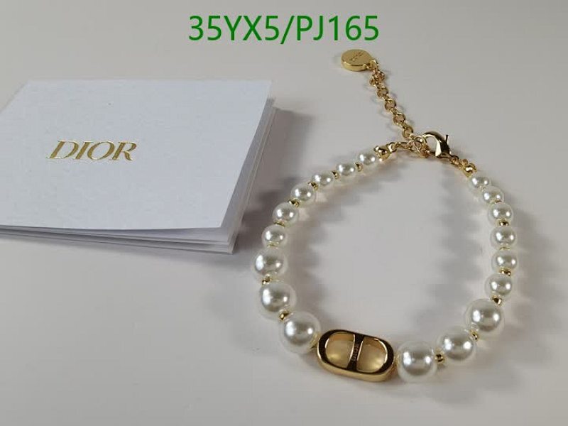 Dior Pearl Bracelet Gold-Finish Metal and White Resin Pearls, PJ165