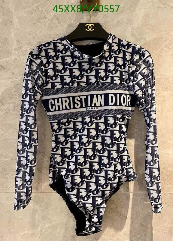 Christian Dior Women's Monogram Long Sleeve Bodysuit - Stylish One-Piece Swimwear