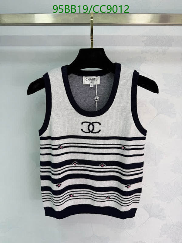Chanel Women's Knitted Sleeveless Top with CC Logo and Floral Detail