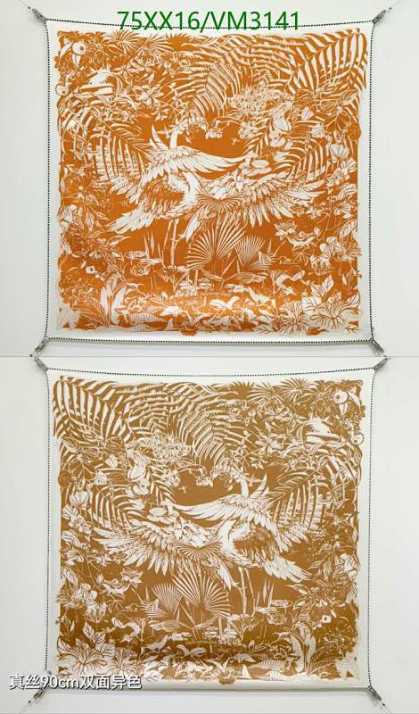 Hermès Silk Scarf VM3141 90x90CM - Luxurious Hand-Rolled Edges