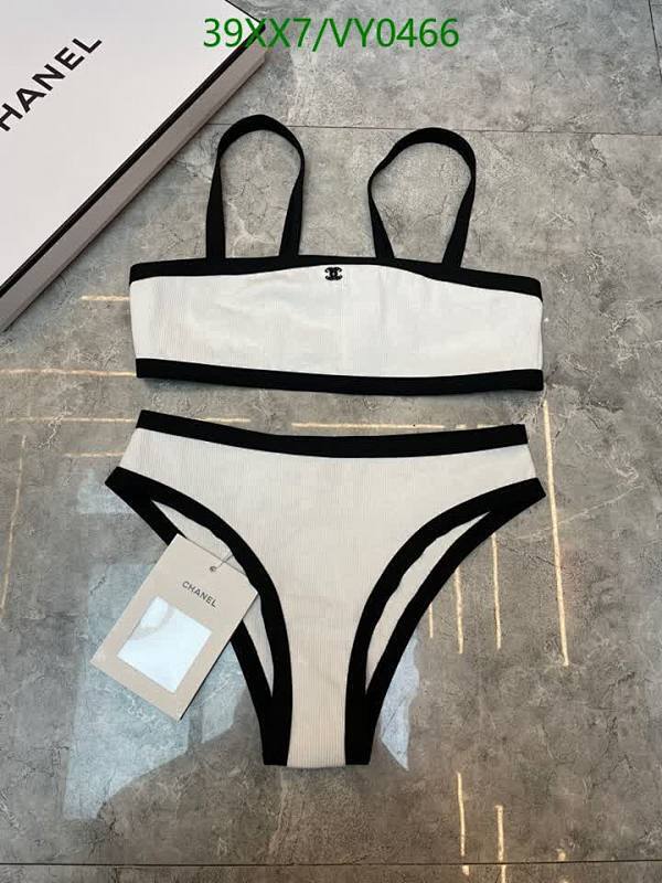 Chanel Two-Piece Ribbed Swimsuit - Elegant Black and White Designer Beachwear