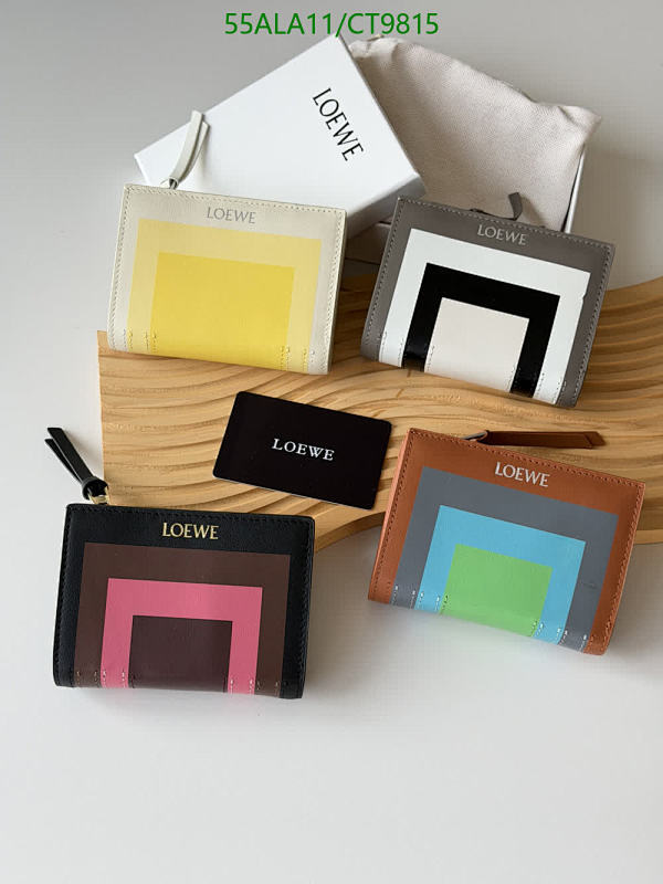 Loewe Geometric Print Leather Bifold Wallet for Women