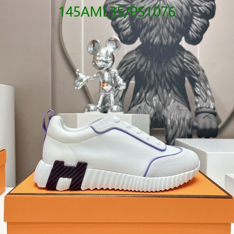 Hermès Men's White Cashmere & Sheepskin Sneakers with Purple Accents