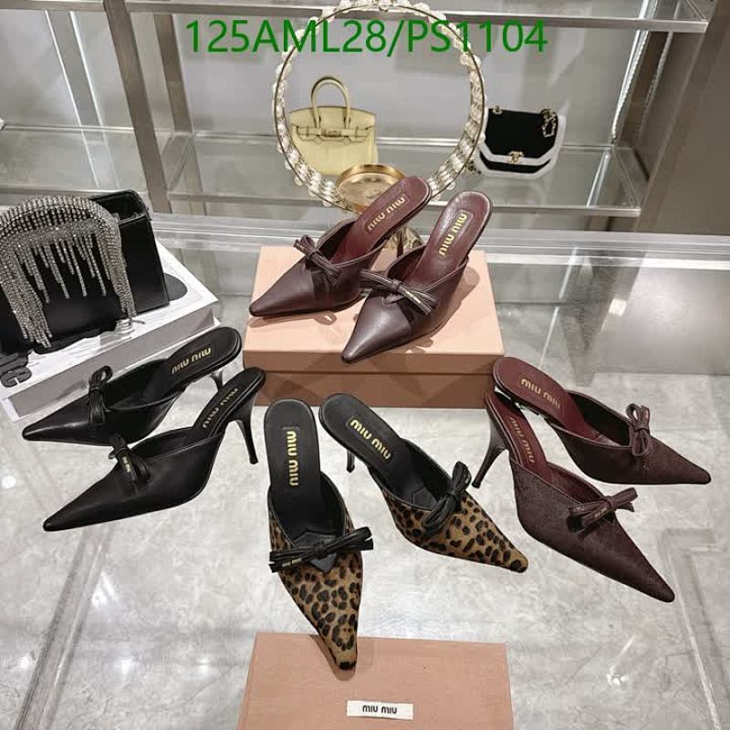 Miu Miu Women's Sheepskin Pointed Toe Bow Mules - 8CM Heel
