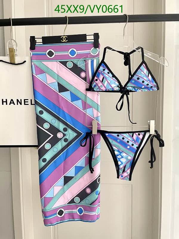 Pucci Geometric Print Bikini Set with Matching Sarong Cover-Up for Women