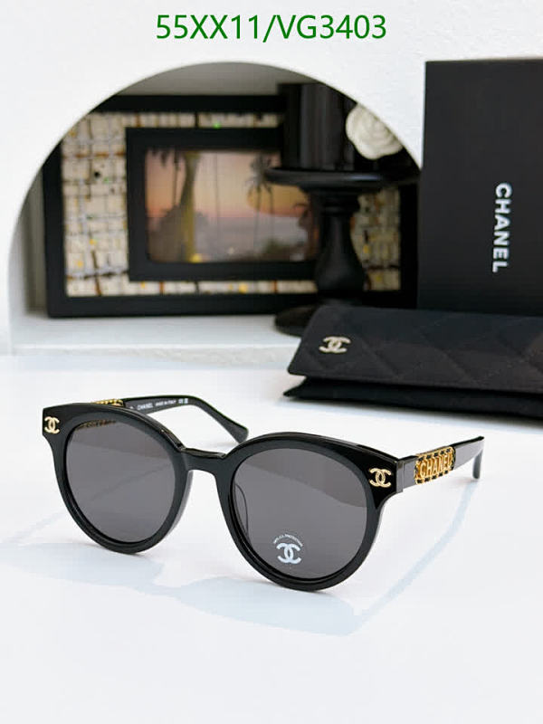 Chanel Trendy Round Sunglasses with Distinctive Gold Chain Temple Detail
