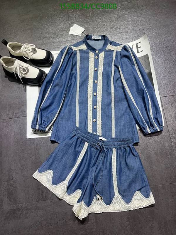 Zimmermann Women's Denim Lace Trimmed Shirt and Shorts Set