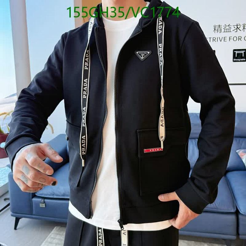 Prada Men's Full-Zip Hoodie with Logo Drawstrings & Pockets