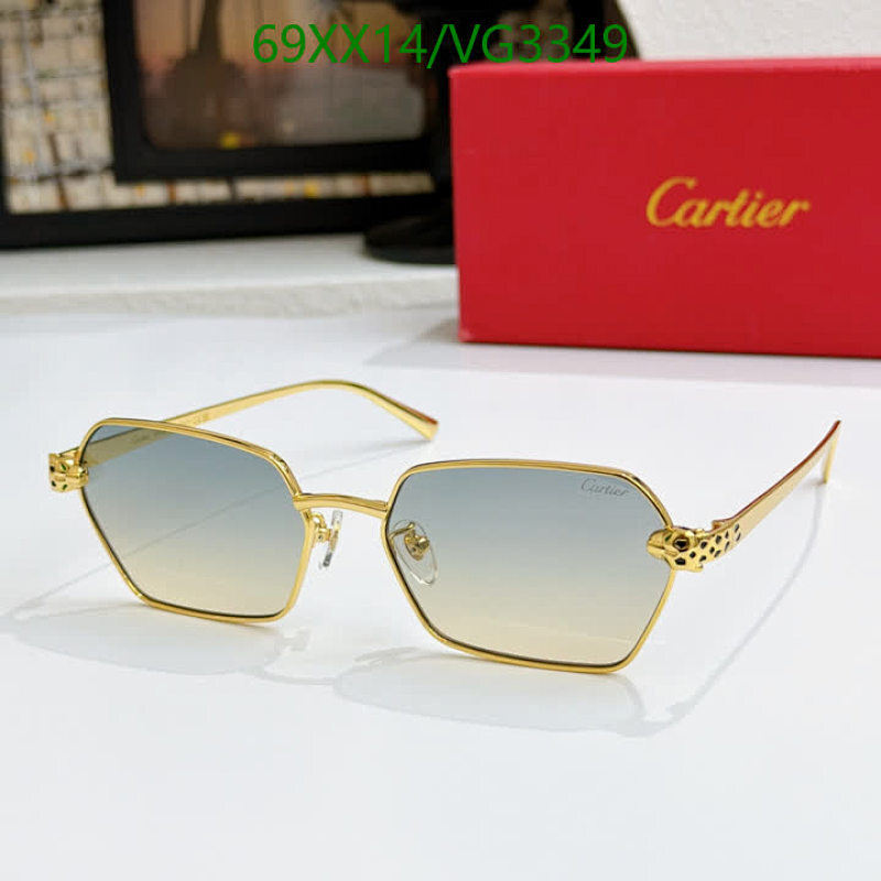 Cartier VG3349 Gradient Lens Sunglasses - Stylish Hexagonal Gold Frame Eyewear