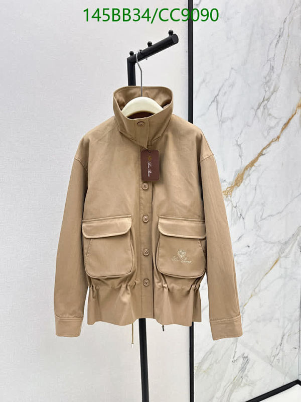 Loro Piana Beige Polyester Fiber Jacket with Multiple Pockets
