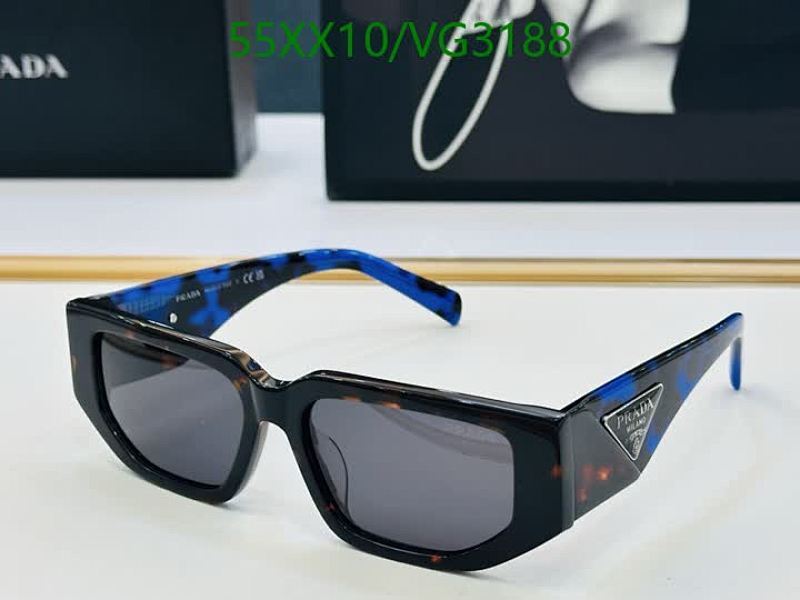 Products 33 Prada VG3188 Stylish Square Sunglasses - Modern Blue Tortoise Frame