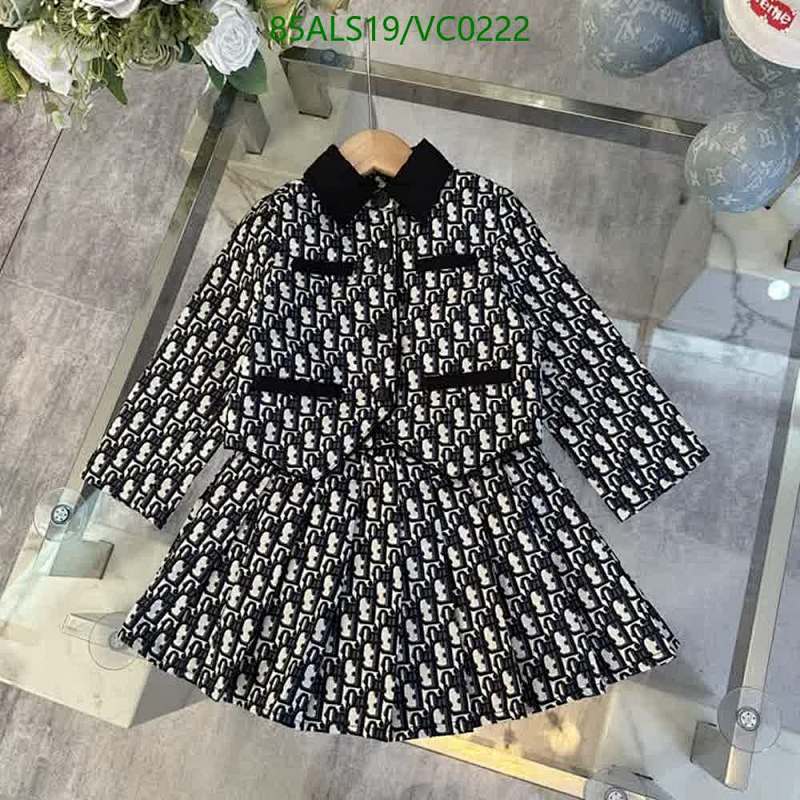 Dior Kids Cotton Monogram Print Jacket and Pleated Skirt Set