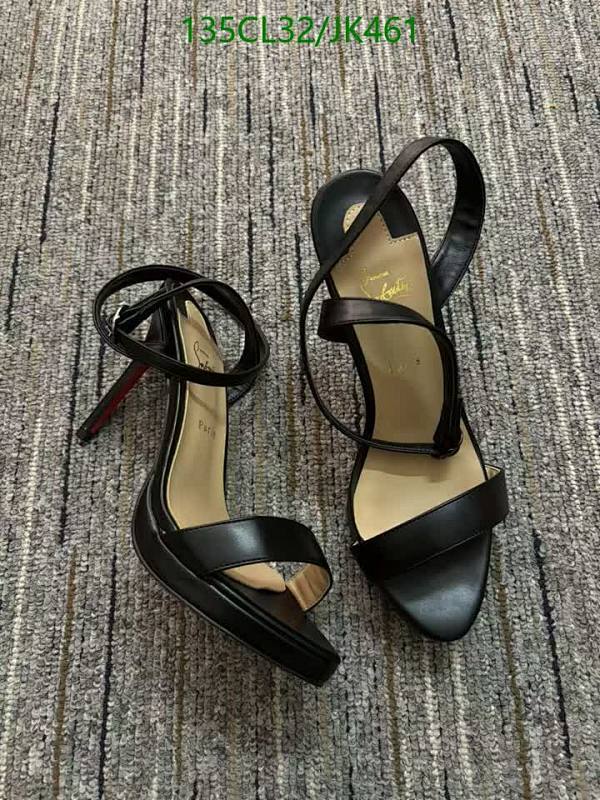 Christian Louboutin Women's Black Leather Ankle Strap High Heels