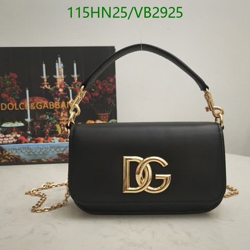 Dolce & Gabbana Black Genuine Leather DG Logo Small Shoulder Bag