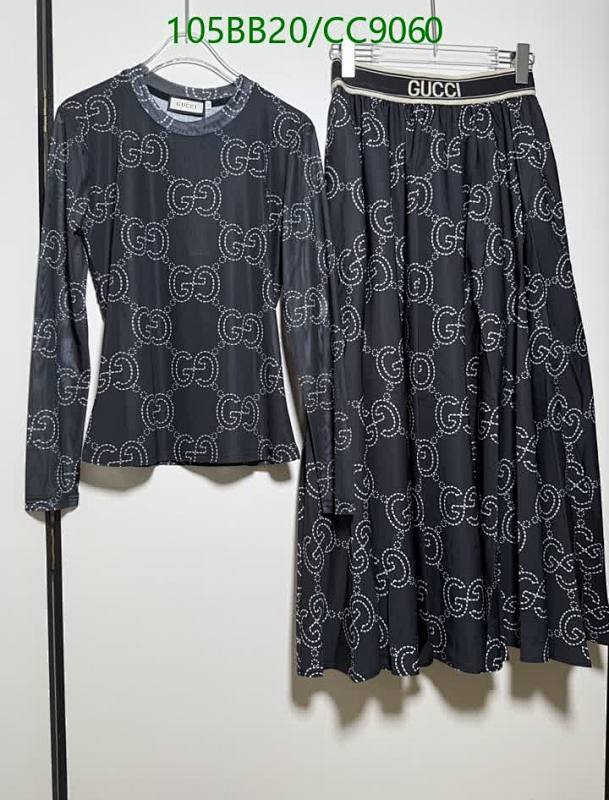 Gucci Monogram Print Long Sleeve Top and Midi Skirt Set