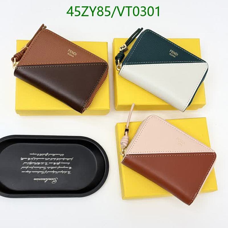 Fendi Colorblock Leather Zip Around Wallet - Compact & Stylish